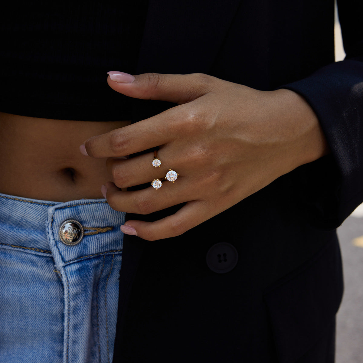 2H Zircon Ring Non-Fading Stainless Steel Ring ring