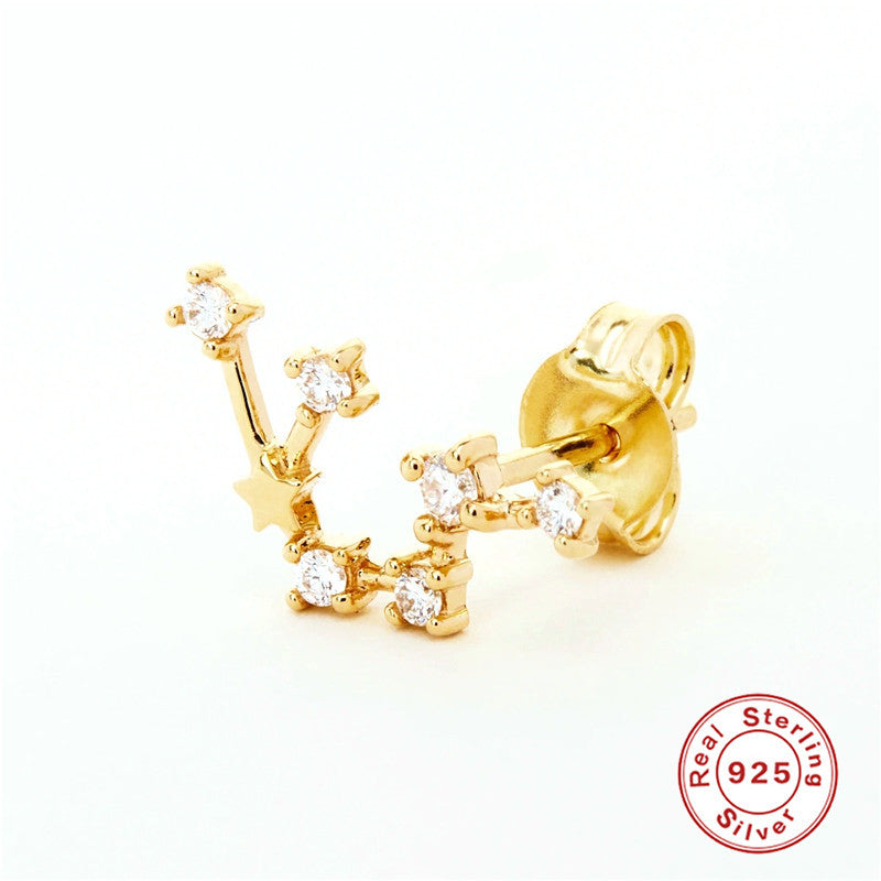 Crystal-Set Star Stud 925 Sterling Silver Earrings — jewelry design view 16
