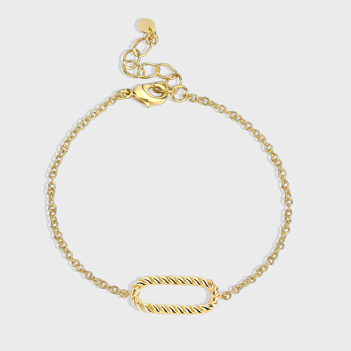 B0090   Simple Gold-Plated Braided Oval Bracelet for Women Woven Circle Hollow Egg-Shaped Bangle