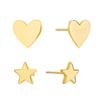 E0740 Fashion Elegant Simple Five-Pointed Star Heart Earrings for Women Copper Gold-Plated Minimalist Style Set Earrings