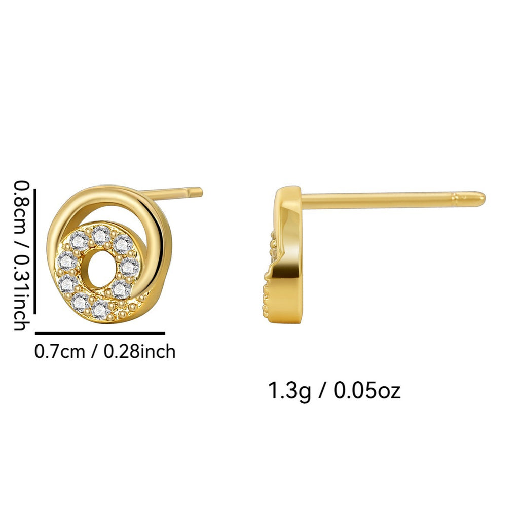 E0563 Simple Design New Earrings for Women Copper Plated Real Gold Hoop Zircon Earrings