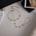 2H Blue Turquoise Necklace Accessories Female Natural Stone Ring Stainless Steel Jewelry Female