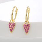 E0805 Design Sense Earrings for Women, Gold-Plated Heart with Purple Zircon Inlay