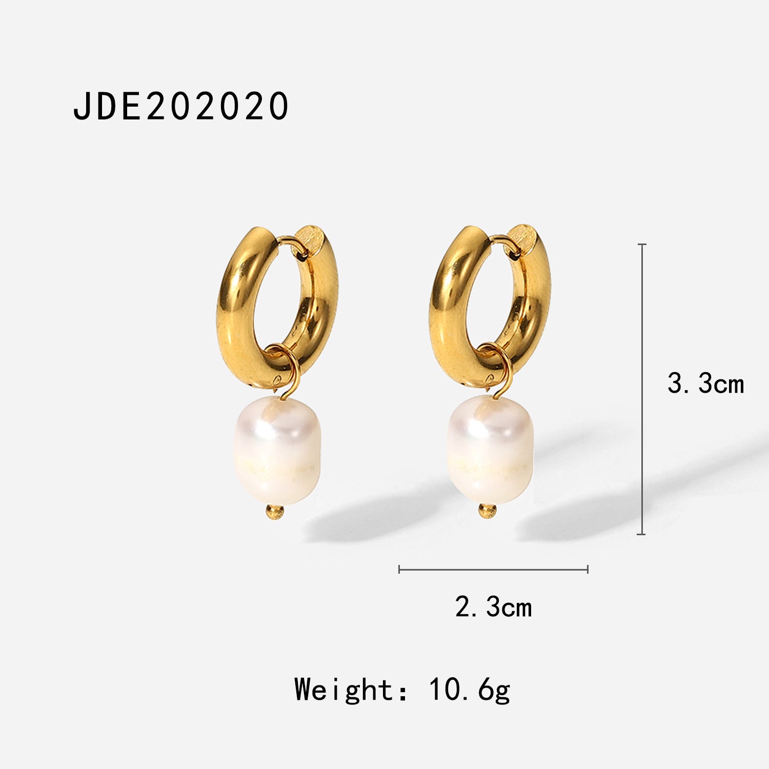 2H Fashion Simple Style18K Gold Stainless Steel Earrings Natural Freshwater Pearl Pendant Earrings Women's Earrings