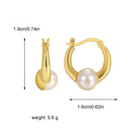 E0437 Fashionable Elegant Small Pearl Earrings for Women Brass Gold-Plated Simple Hoop Earrings