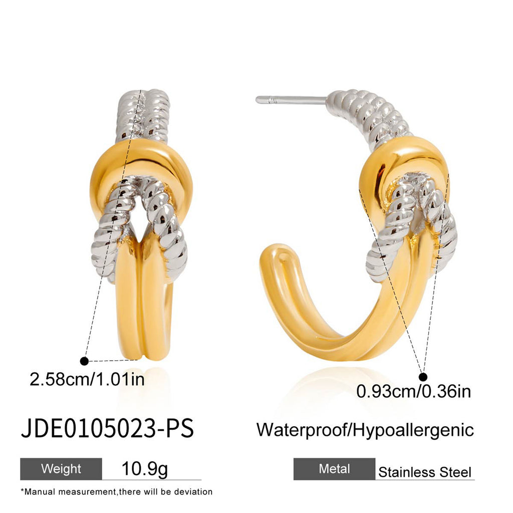 2H Original Knot Design Stainless Steel Color Block Earrings Women's Jewelry