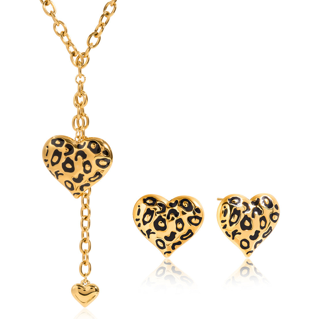 Heart Necklace Accessories for Women, Oil Drop Earrings, Non-Fading Jewelry, Stainless Steel Jewelry for Women