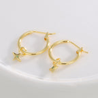 E0804 Fashion Trendy Designer Earrings for Women Copper Plated18K Gold Little Star Inlaid Green Zircon Earrings