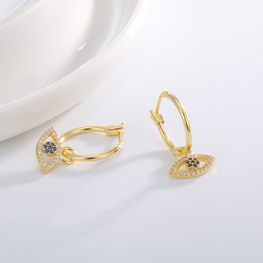 E0815 Devil's Eye Earrings Women's New Design Zircon Earrings