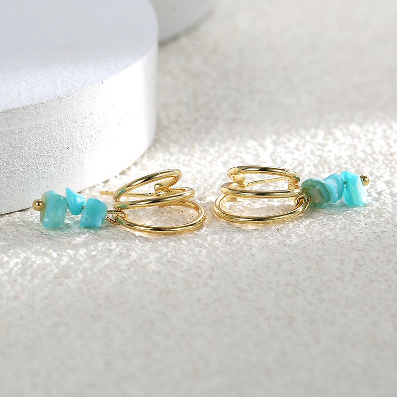 Bohemian C Round Circle Earrings for Women Turquoise Vintage Hoop Earrings Trendy