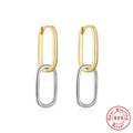Two-Tone Wave Crystal 925 Sterling Silver Hoop Earrings — design contour — alternate angle 2 — jewelry finish and design detail