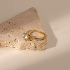 Same style ring18K Golden White Round Zircon Six-Claw Real Gold Plated Copper Jewelry