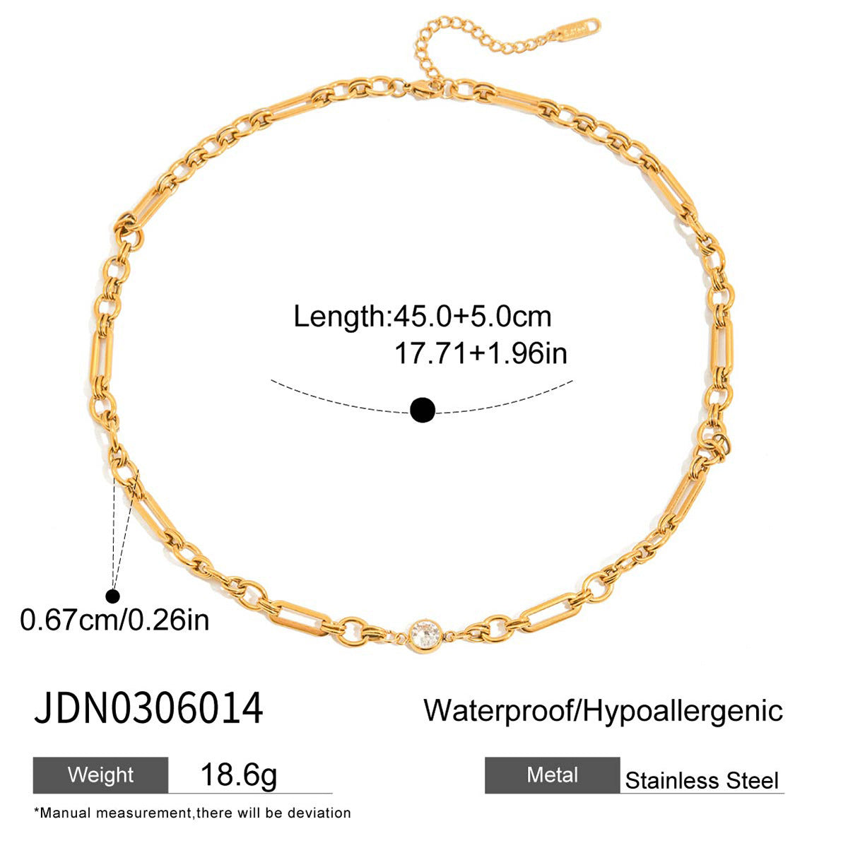 2H Zircon Necklace Collarbone Chain Stainless Steel Jewelry Non-Fading Necklace