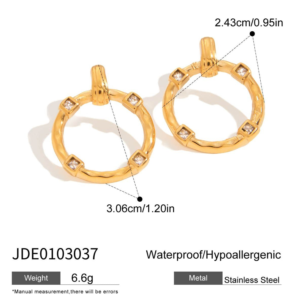 2H Stainless Steel Zircon Earrings Studs Ear Jewelry Design Sense Accessories for Women