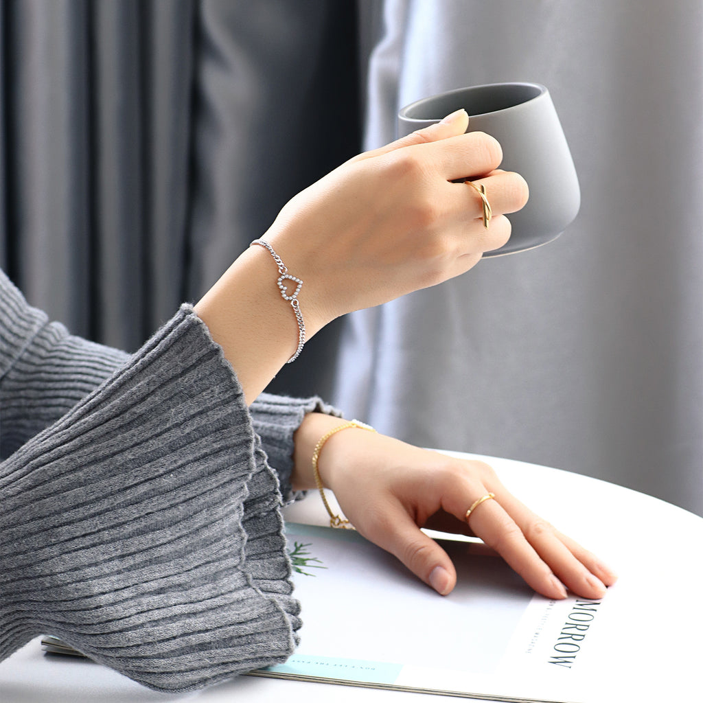 Summer Beach Heart Chain Simple Style Pearl Bracelet for Women In Stock