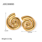 Trendy New18K gold Stainless Steel Rotating Pattern Threaded Earrings Stainless Steel Earrings Women's Earrings Jewelry