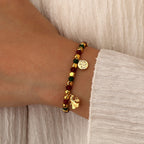 B0337 Cute Ghost Pendant Copper Plated18k Gold Bracelet Chalcedony Stone Beads