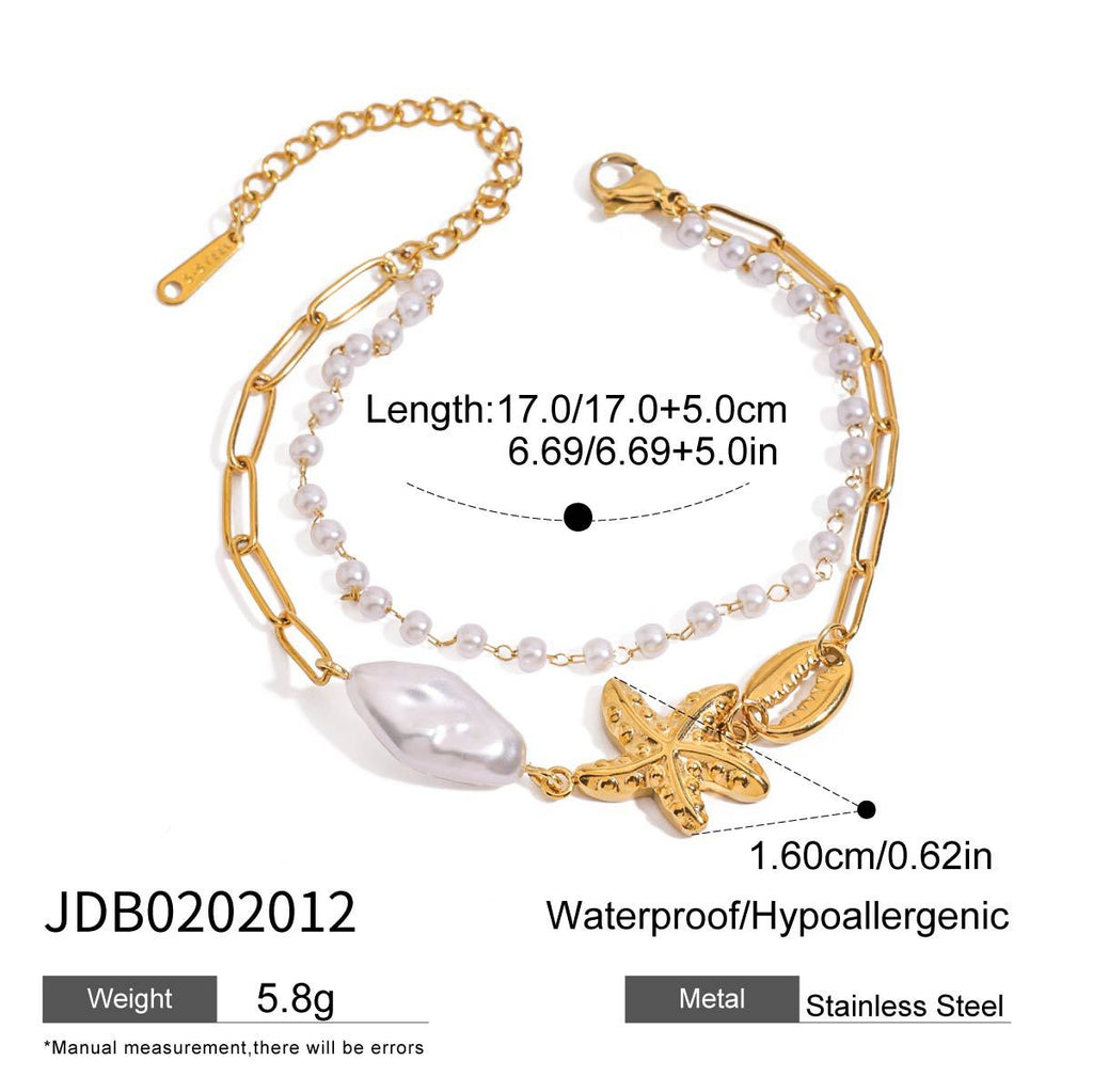 2H Stainless Steel Finger Bracelet Ring Non-Fading Jewelry for Women