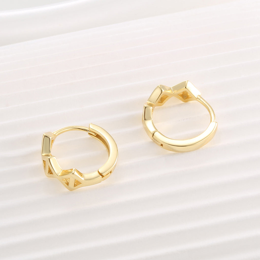 SE0105 S925Silver plating14K Gold French Style Geometric Square Hollow Earrings for Women Minimalist Ear Jewelry