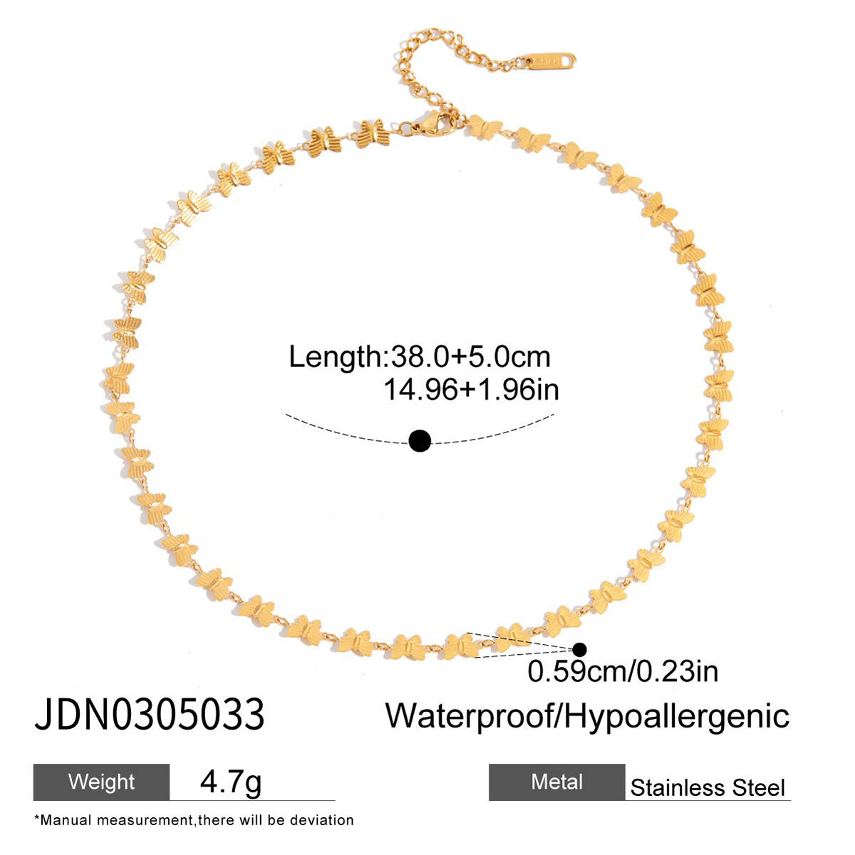 2H Stainless Steel Necklace Simple Jewelry Collarbone Chain Non-Fading Accessories