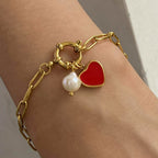 2H Stainless Steel Oil Drip Heart Pendant Bracelet18k Product