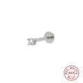 925 Sterling Silver Stud Earrings 18G Flat Head Zircon — jewelry product photo 09 — jewelry finish and design detail