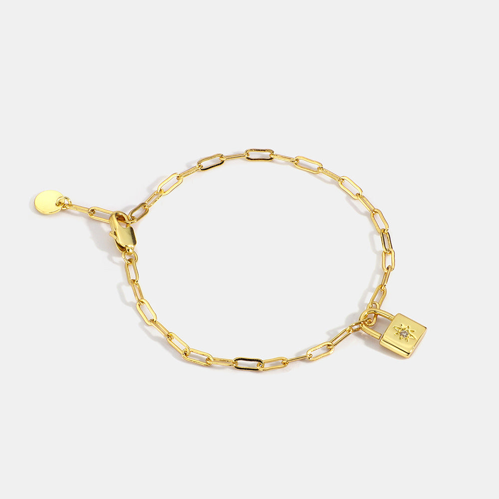 B0062 Foreign Trade Accessories Gold Lock Bracelet for Women gold Minimalist Style Source