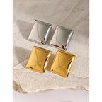 2H 18K Gold Stainless Steel Geometric Earrings Women's Fashion Simple Rectangular Smooth Earrings