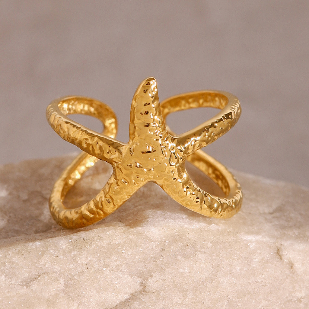 Stainless Steel Open Starfish Ring Ocean Jewelry rings