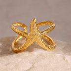 Stainless Steel Open Starfish Ring Ocean Jewelry rings