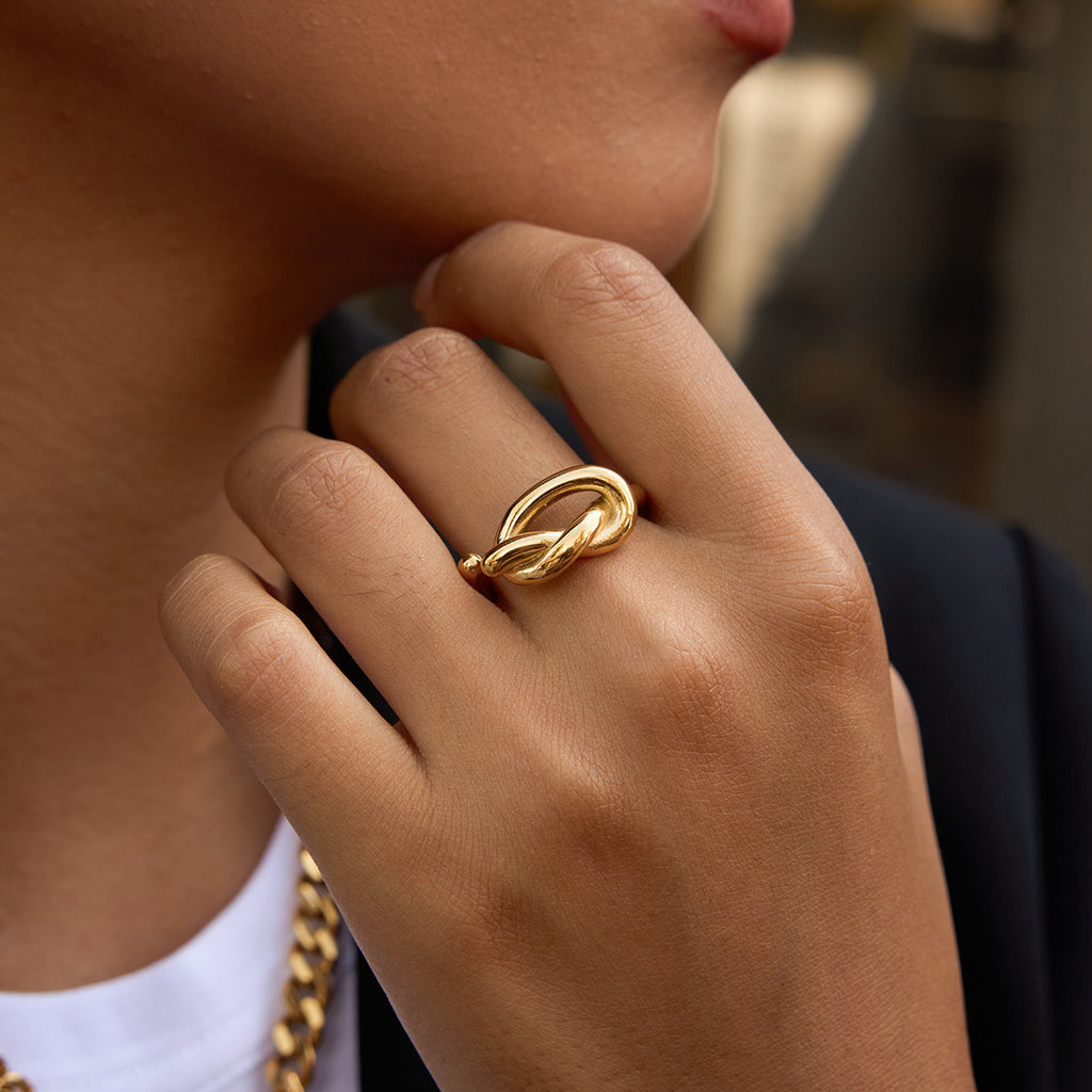 2H Stainless Steel Ring Non-Fading Finger Ring 18k gold Women's Accessories rings