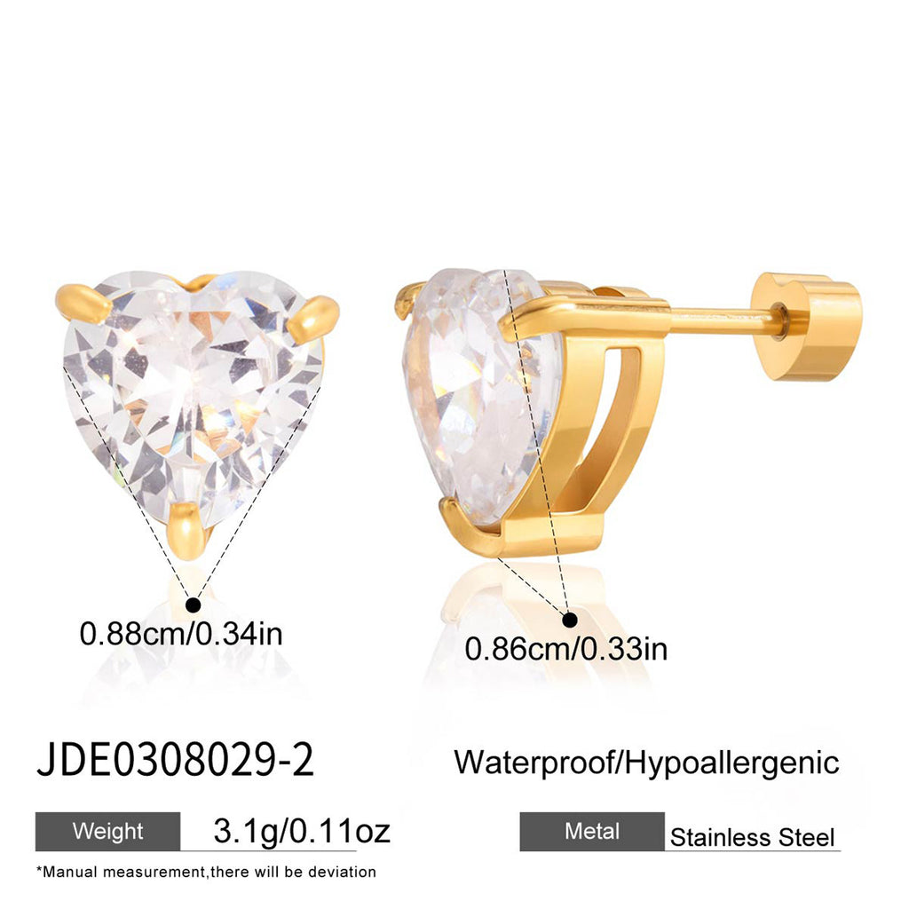 Zircon Earrings Simple Ear Jewelry Non-Fading18k Gold Stainless Steel Jewelry