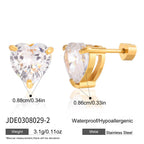 Zircon Earrings Simple Ear Jewelry Non-Fading18k Gold Stainless Steel Jewelry