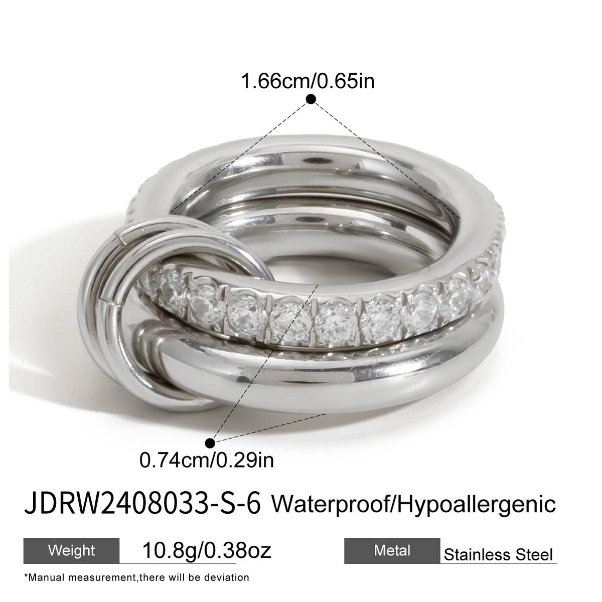 Stackable Pearl Rings Non-Fading Jewelry Stainless Steel