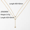 18K Gold-Tone Stainless Steel Lariat Necklace with Teardrop Cubic Zirconia Detail featuring cubic zirconia and a
