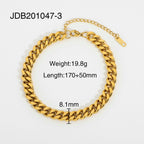 2H3mm6mm8mm12mm Miami Cuban Men's Bracelet Punk Jewelry18K Gold-plated Stainless Steel Bracelet Jewelry