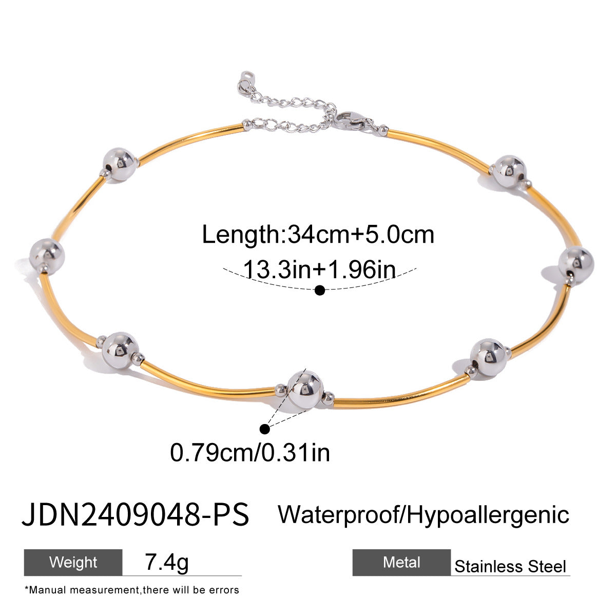 2H Stainless Steel Heart Necklace Simple Earrings Non-Fading Jewelry for Women