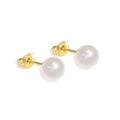 Gold-Plated Brass Vintage-Inspired Pearl Earrings — Clean-Lined Style styled for independent jewelry boutiques — jewelry finish and design detail