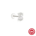 925 Sterling Silver Tassel Water Drop Zircon Cartilage Earrings — front view — alternate angle 4 — jewelry finish and design detail