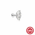 925 Sterling Silver Zircon Earrings 8mm Push Piercing Tassel Fan Ear Cuff — jewelry product photo 09 — jewelry finish and design detail