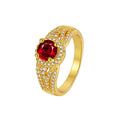 Gold-Plated Brass Pavé Red CZ Ring with Cubic zirconia Detail for private-label fashion jewelry buyers