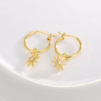 E0797 Creative Design Gold-Plated Earrings for Women Sunflower Micro-Inlaid Zirconia Drop Earrings
