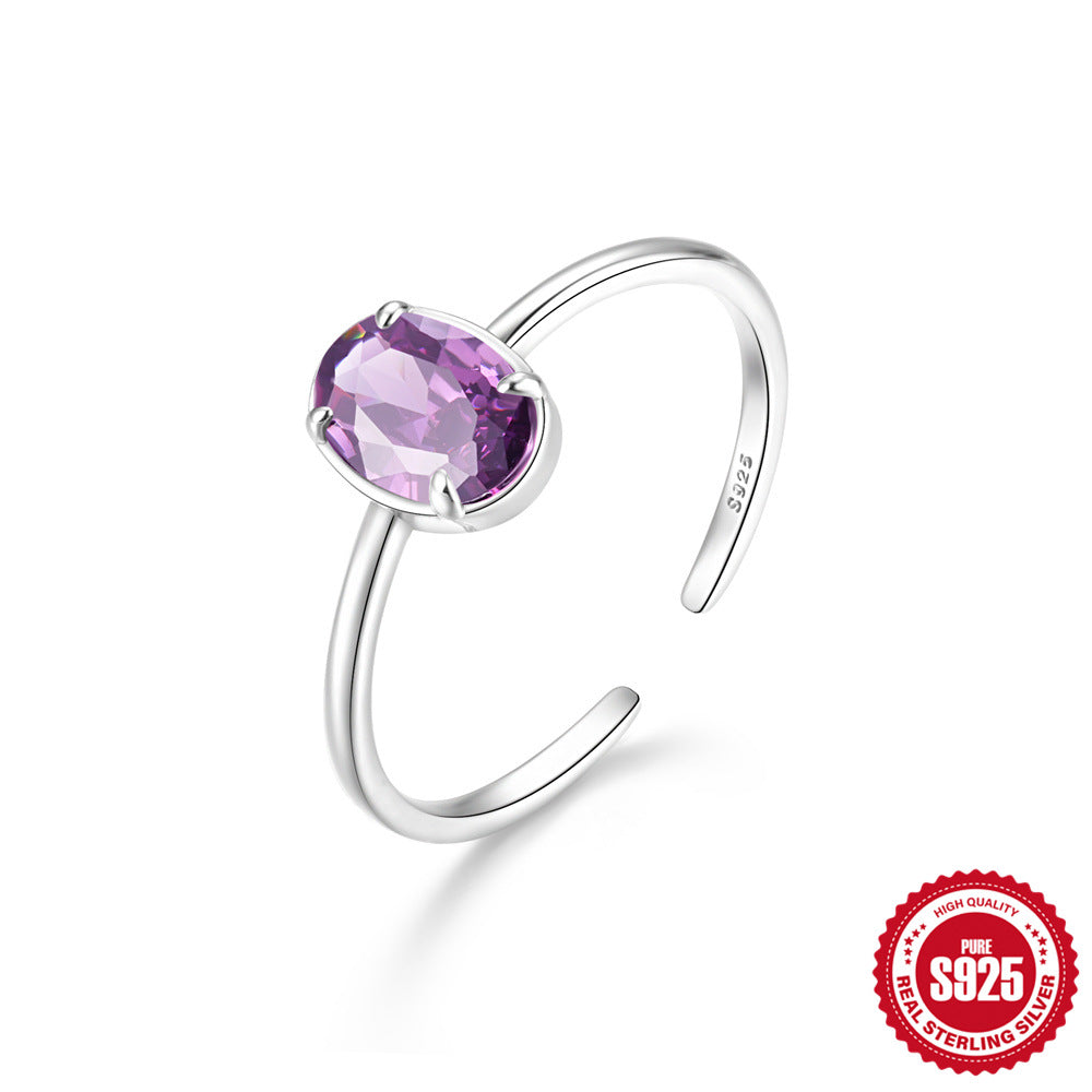 New Product S925Sterling Silver Ring Japanese and Korean Design Sense Geometric Zircon Ring Fashion Open Index Finger Ring