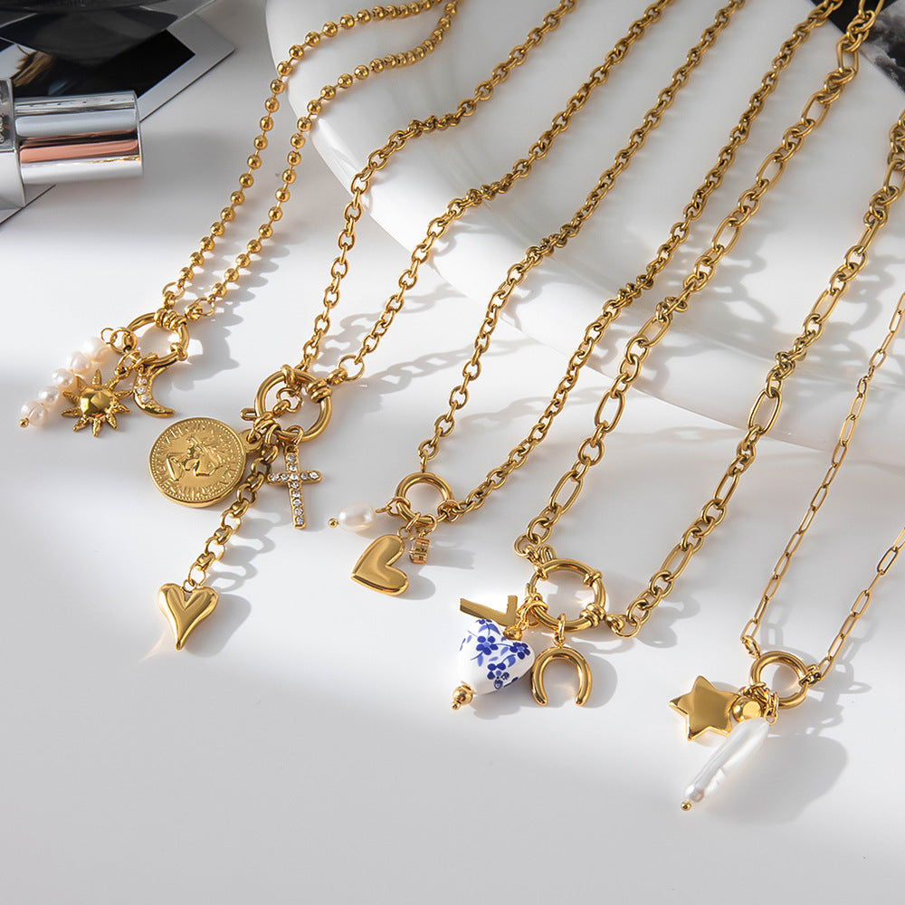 Freshwater Pearl Necklace Jewelry Non-Fading Jewelry Stainless Steel