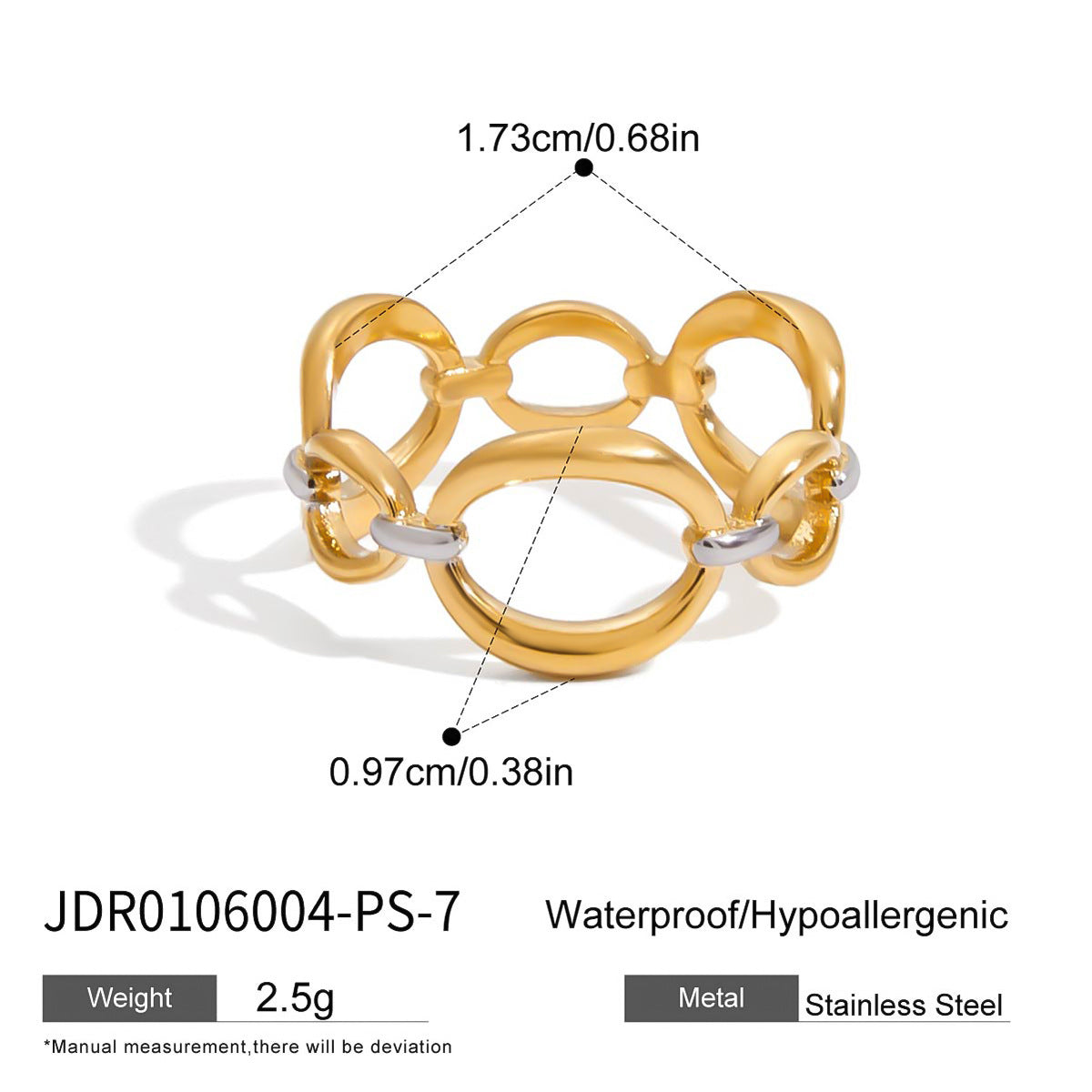 Glass Pearl Ring Non-Fading Jewelry18K Stainless Steel Jewelry for Women Rings