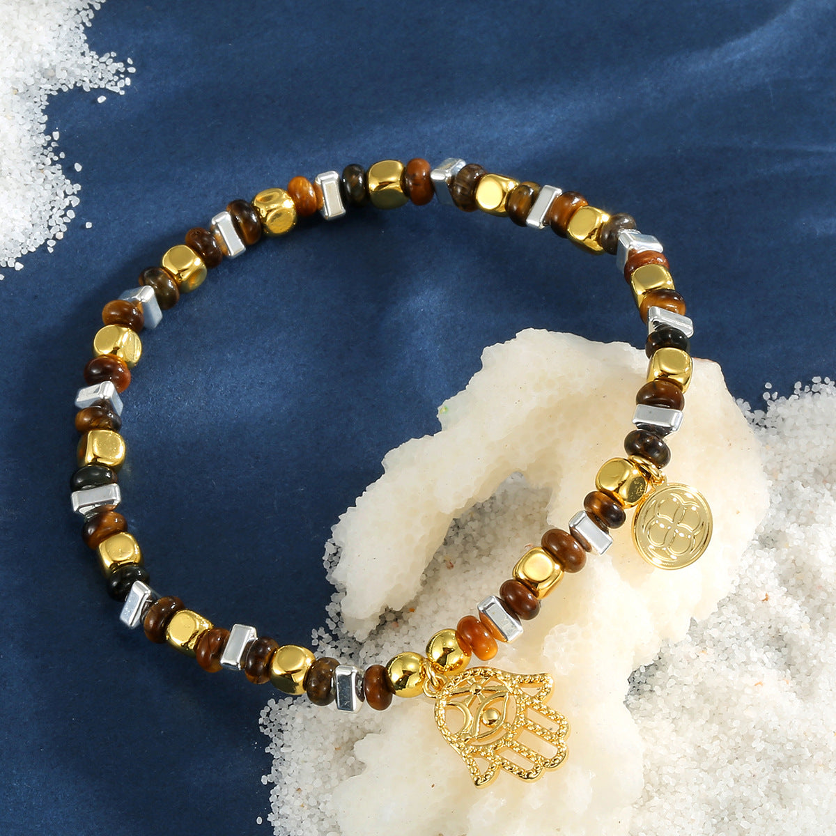 B0324 Fashion Natural Tiger Eye Stone Beaded Natural Stone Bracelet