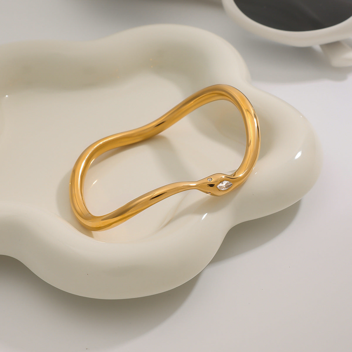 Stainless Steel White Diamond Snake Bracelet Non-Fading Women's Design Bangle18k Ornament