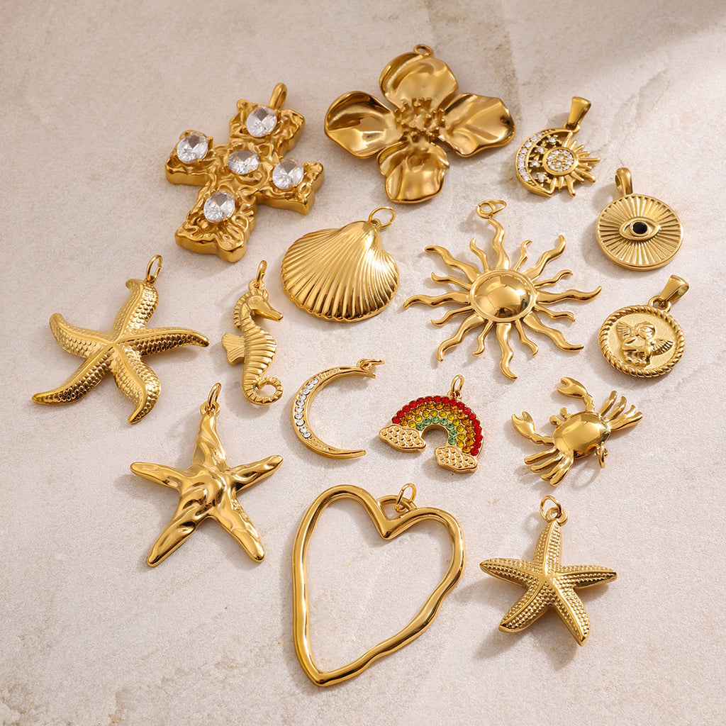 Stainless Steel Ocean Series Jewelry Accessories Heart diy Cross Pendant Necklace Pendant