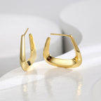 E0550 New Glossy Asymmetric U Type Earrings Women's Retro Simple Brass Gold-plated Geometric Earrings