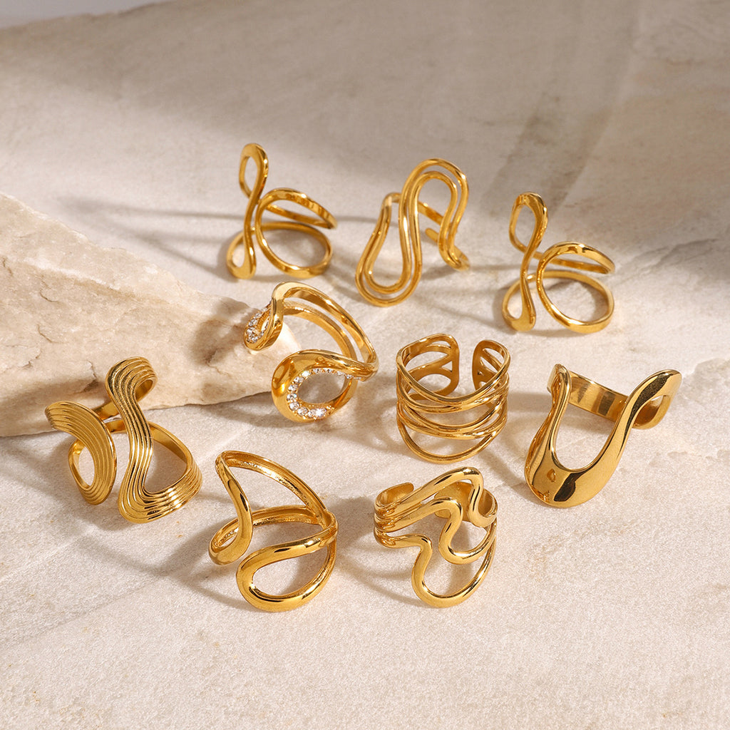 2H Jewelry Stainless Steel Exaggerated Ring Irregular Shape rings Female